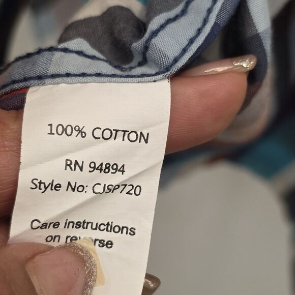 CODY JAMES Western Shirt Men XLarge Multicolor Plaid Short Sleeve Slim Fit - Picture 7 of 11